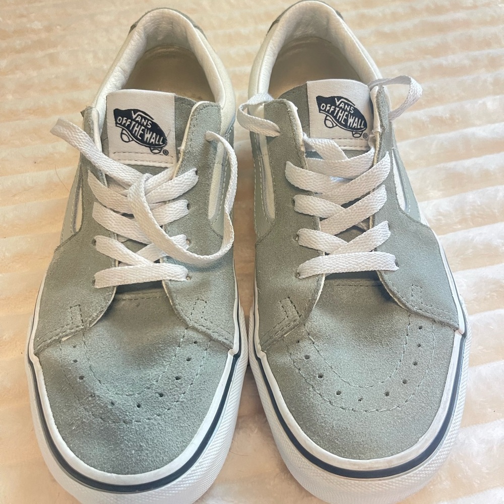 Vans old skool Sage Green Suede and cream Low-Top Sneakers with White Trim